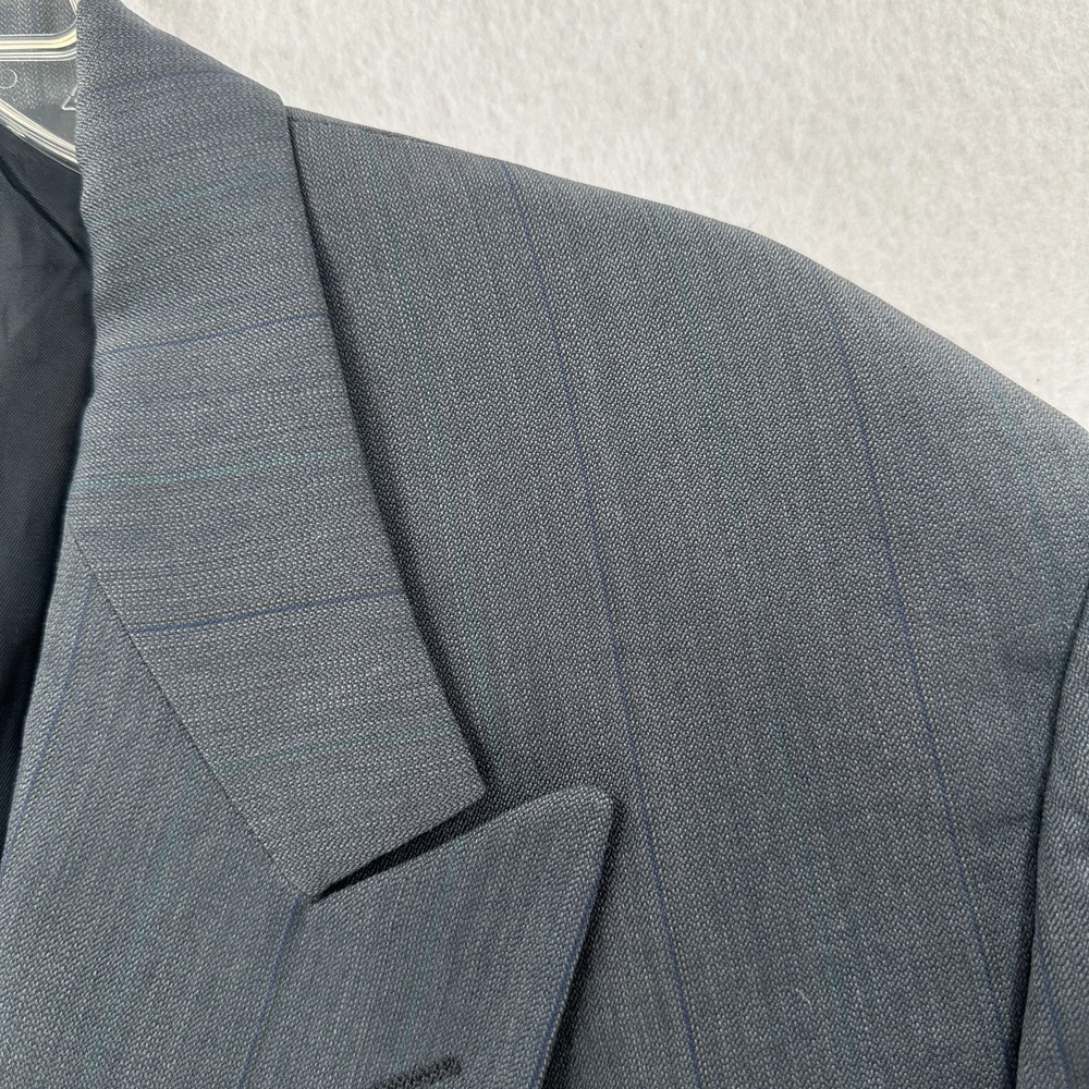 Stafford Mens Blazer Jacket 42R Sport Coat Suit Double Breasted Bluish Grey - Picture 4 of 11